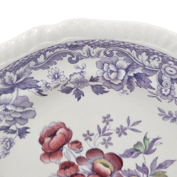 Copeland Spode Mayflower 2 Salad Plates Floral Lavender Border Vintage England - Picture 5 of 11